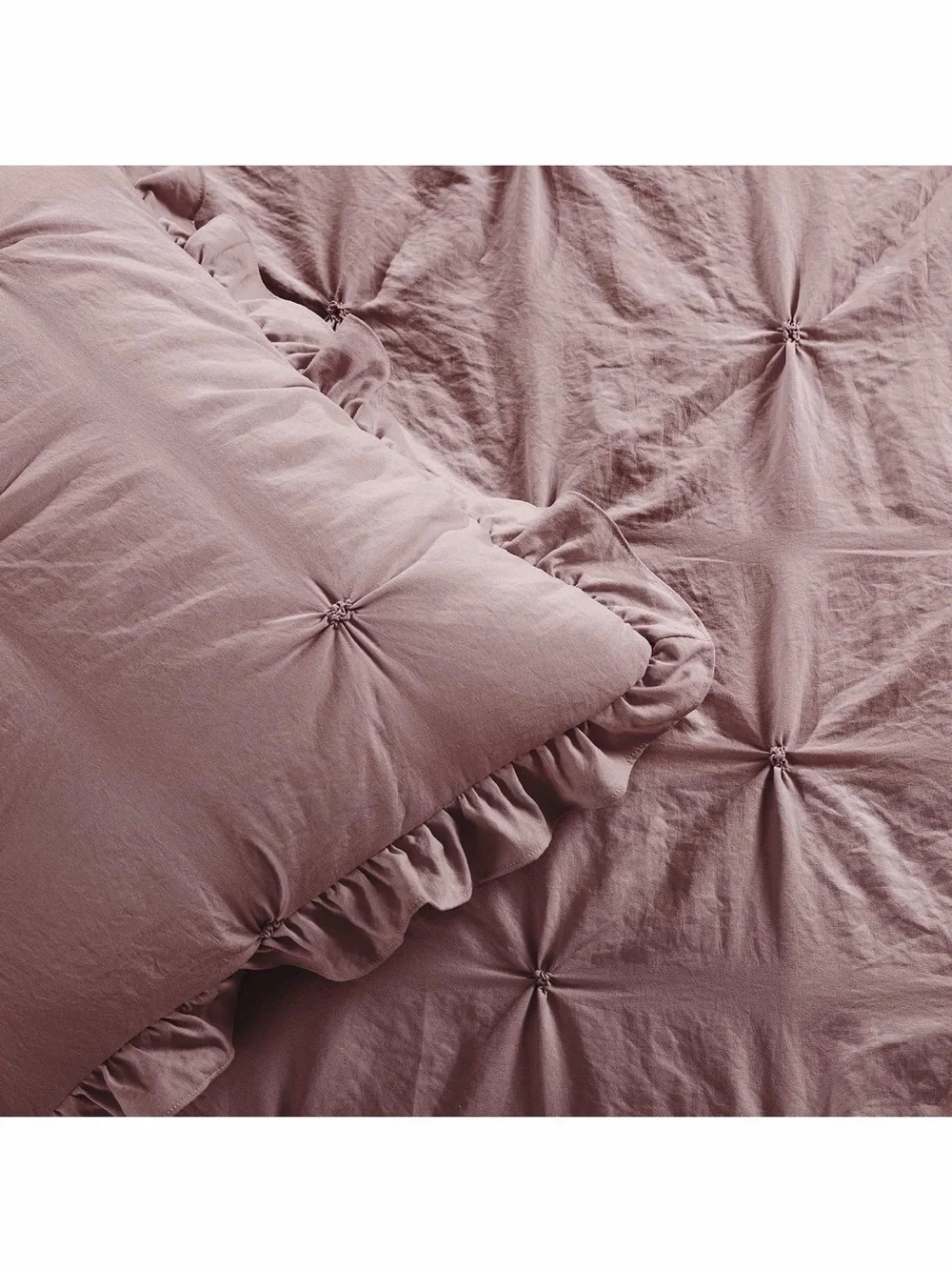 Lush Decor Ravello Pintuck Ruffle Skirt Woodrose 3PC Bedspread🛏️Set King Sz